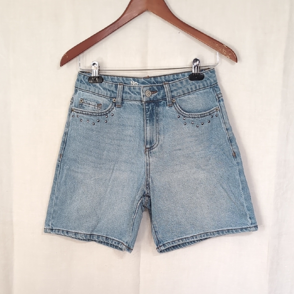 No Boundaries 90s Menswear Style Jean Shorts Stud Pocket Details Size 00